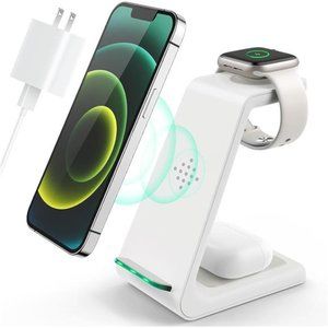 Wireless Charging Station,3in1 Fast Desk Charging Station,Wireless Charger Stand